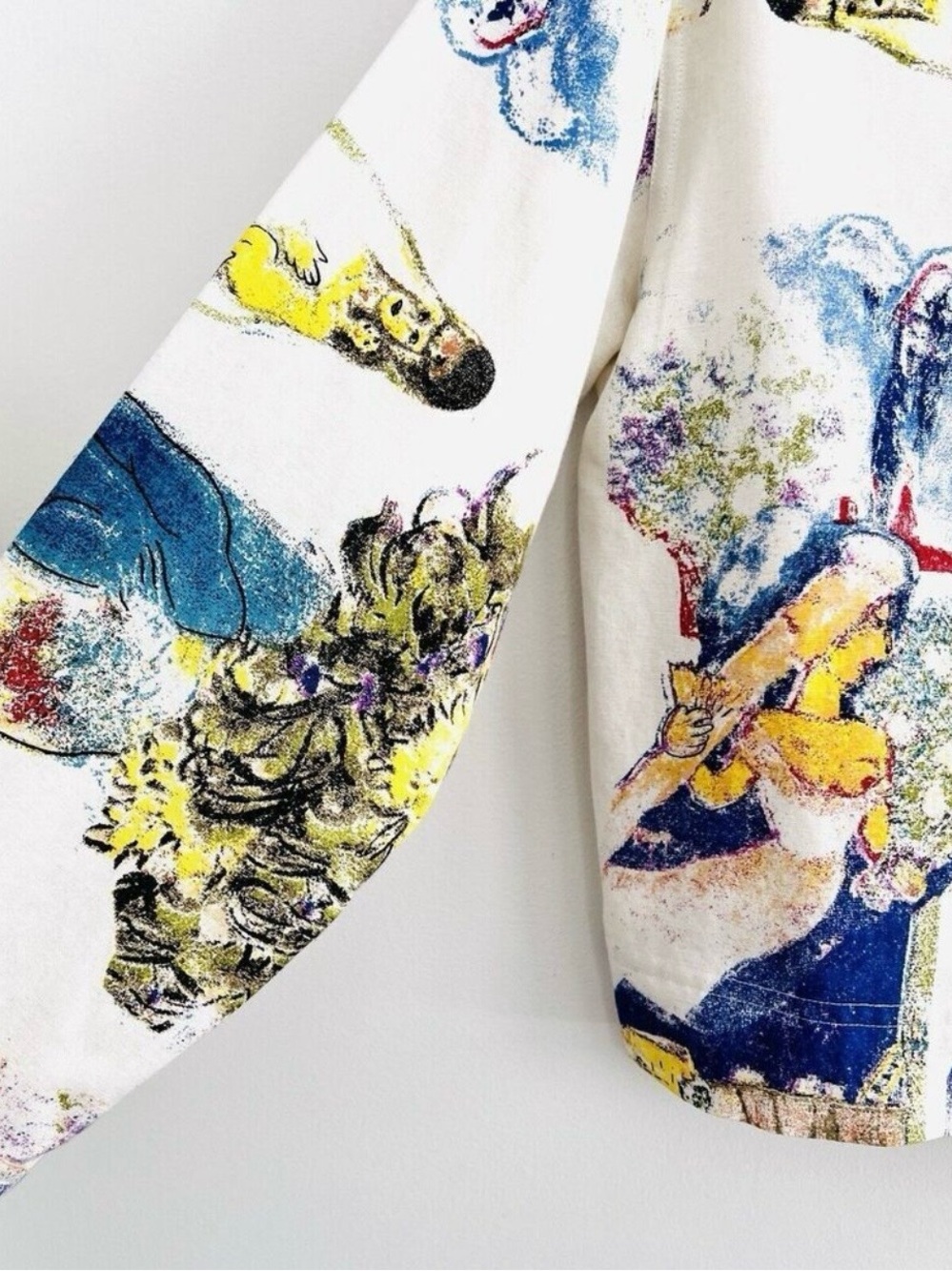 KAKTUS Chagall Theme Print Button-Front Rayon and Linen Jacket - Picture 4 of 14